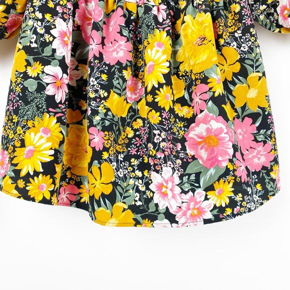 Twine and String Floral Smocked Blouse Balloon Sleeve Womens Size Medium - Picture 5 of 11